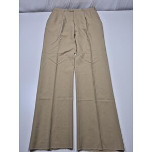 Majer Dress Pants Mens 36x37 Beige Wool Pleated Unhemmed Super 100s Stretch NWT
